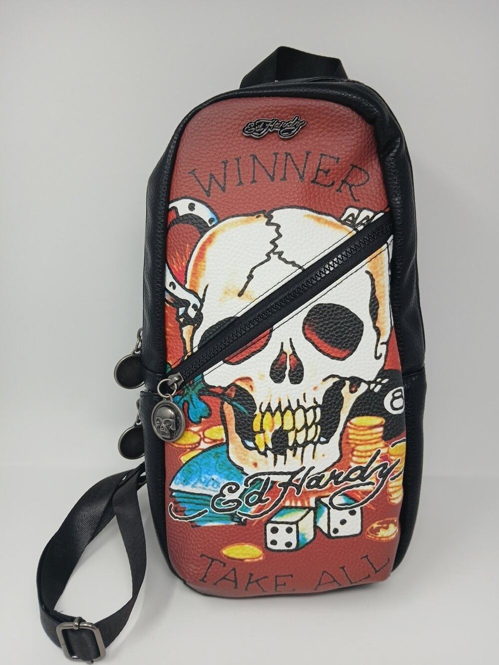 Ed Hardy Black Eagle Skull Sling Bag Crossbody Backpack Y2K Steetwear Tatoo Art